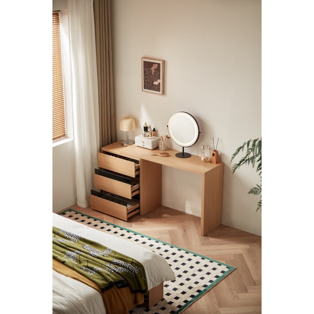 Coiffeuse 3 tiroirs avec tabouret et miroir Bois