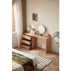Coiffeuse 3 tiroirs avec tabouret et miroir Bois