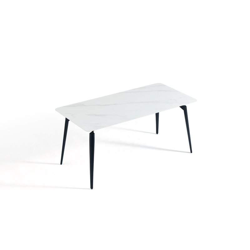 Table à manger pieds métal noir dessus céramique poli 140x80x75 cm