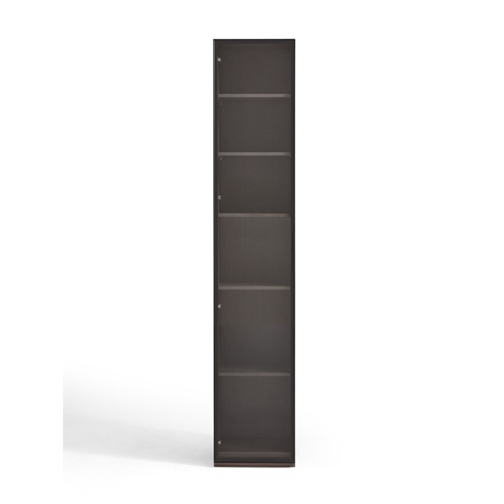 Armoire 1 porte (TV5G-A) + Étagère avec 2 portes vitrées en aluminium 80x37x210 cm Marron gris (TV9G-A)