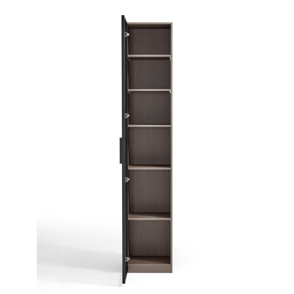 Armoire 1 porte (TV5G-A) + Étagère avec 2 portes vitrées en aluminium 80x37x210 cm Marron gris (TV9G-A)