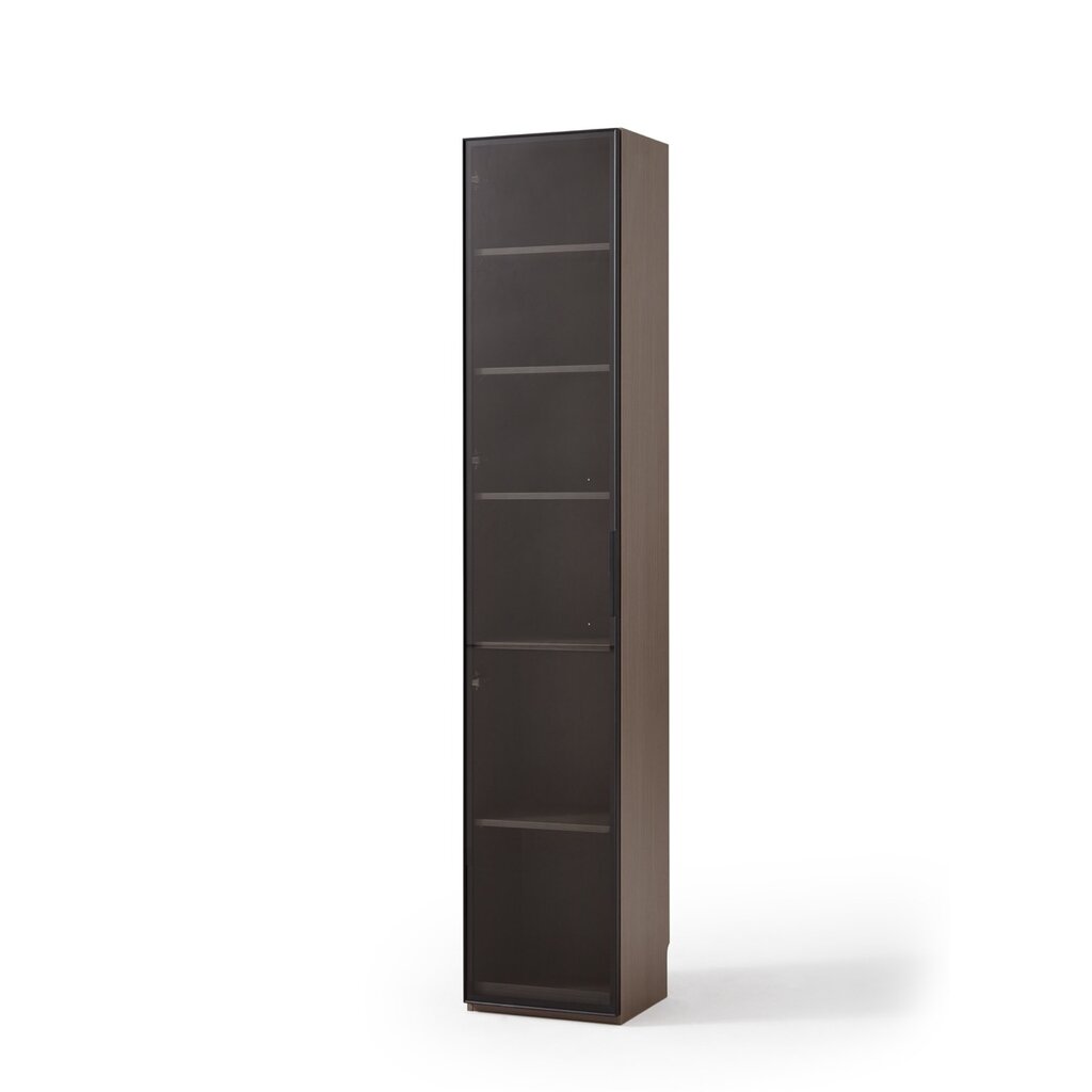 Armoire 1 porte (TV5G-A) + Étagère avec 2 portes vitrées en aluminium 80x37x210 cm Marron gris (TV9G-A)