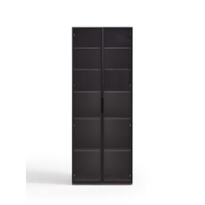Armoire 1 porte (TV5G-A) + Étagère avec 2 portes vitrées en aluminium 80x37x210 cm Marron gris (TV9G-A)