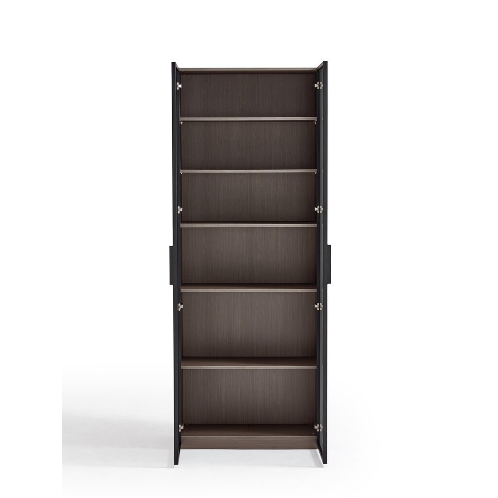 Armoire 1 porte (TV5G-A) + Étagère avec 2 portes vitrées en aluminium 80x37x210 cm Marron gris (TV9G-A)