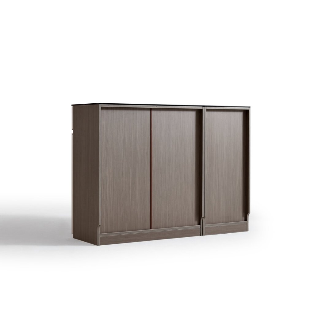 Buffet 2 portes 3 tiroirs + logement 120x40x90 cm Marron gris