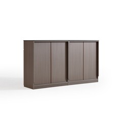 Buffet 3 portes 4 tiroirs + logement 160x40x90 cm Marron gris