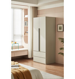 Penderie 2 portes 2 tiroirs 80 cm Gris clair