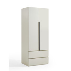 Penderie 2 portes 2 tiroirs 80 cm Gris clair