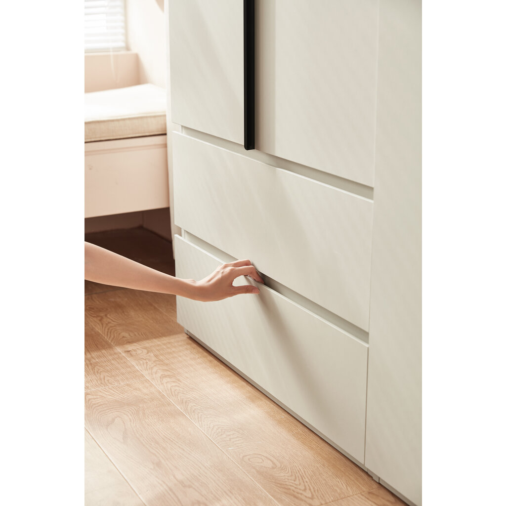 Penderie 2 portes 2 tiroirs 80 cm Gris clair