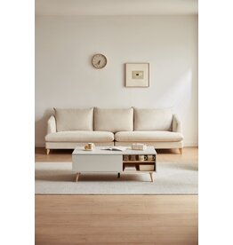 Table basse 120x60x41 cm Bois + Gris clair