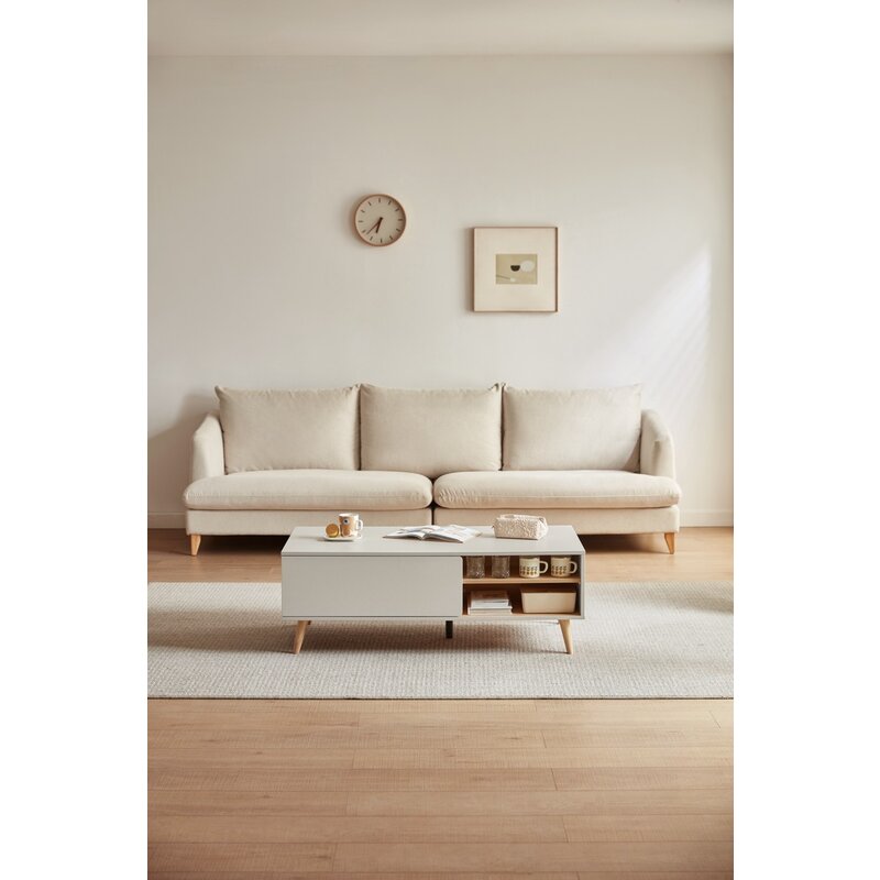 Table basse 120x60x41 cm Bois + Gris clair