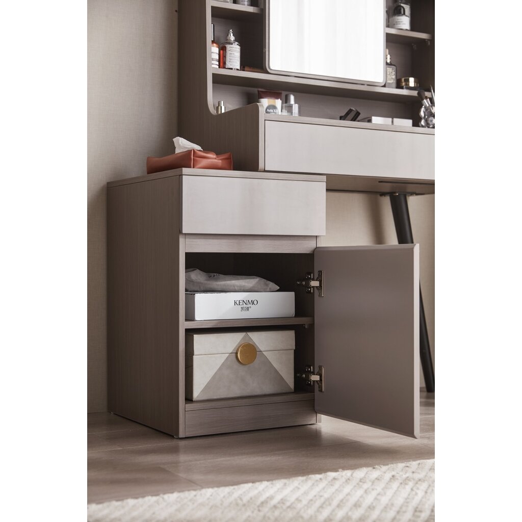 Coiffeuse avec caisson de rangement + miroir 81x45x130 cm Gris