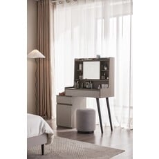 Coiffeuse avec caisson de rangement + miroir 81x45x130 cm Gris