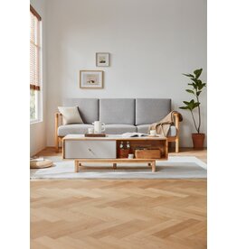 Table basse 115x58x40 cm en Hévéa et surface en céramique