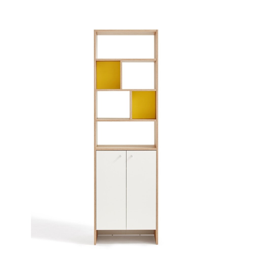 Meuble d'entrée 2 portes 60 cm  Bois + Blanc