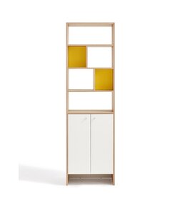 Meuble d'entrée 2 portes 60 cm  Bois + Blanc