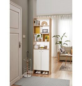 Meuble d'entrée 2 portes 60 cm  Bois + Blanc