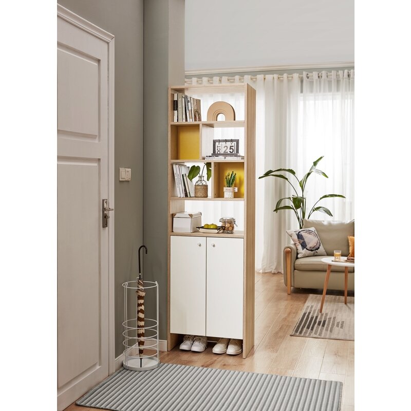 Meuble d'entrée 2 portes 60 cm  Bois + Blanc