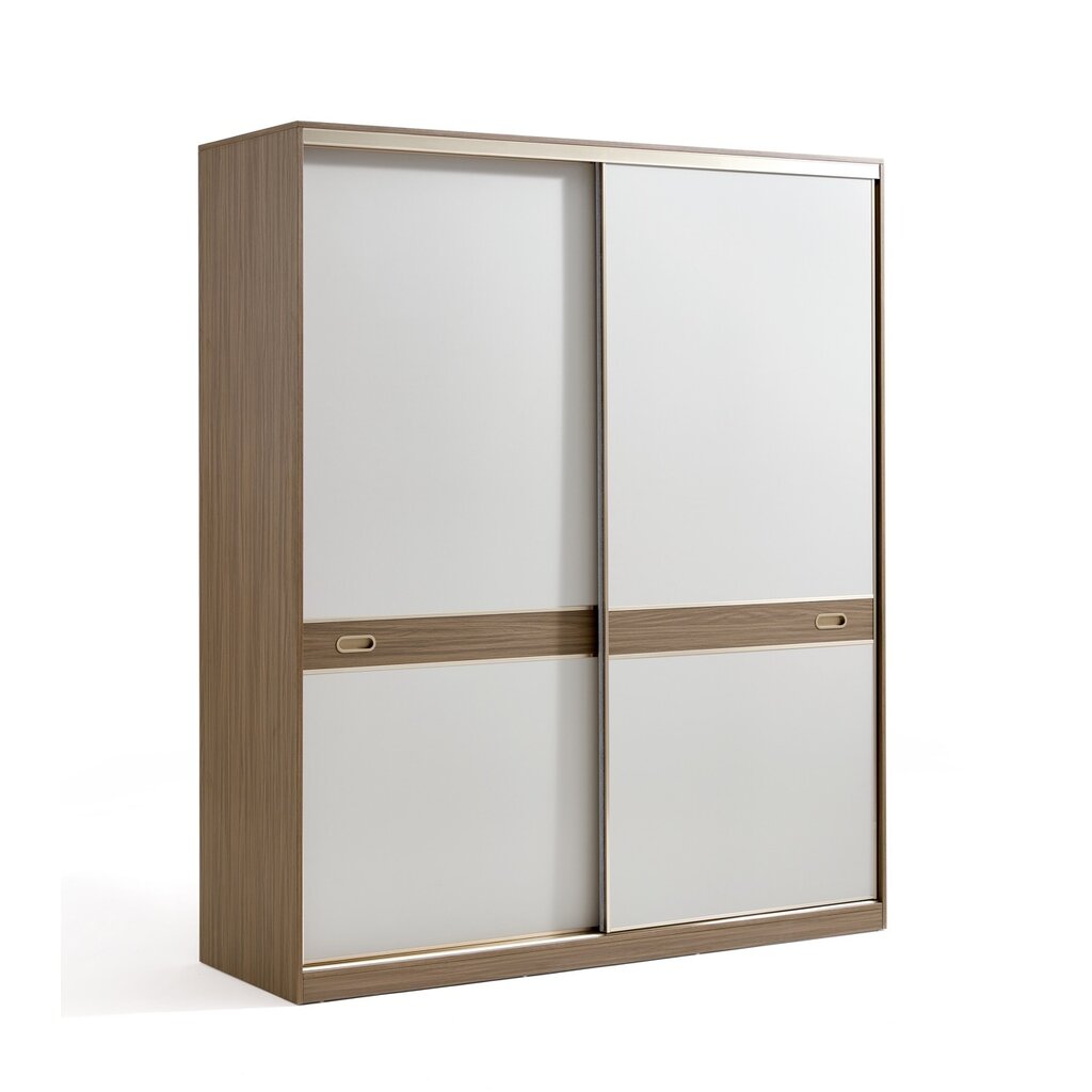 Penderie 2 portes coulissantes 160cm Noisette + gris clair