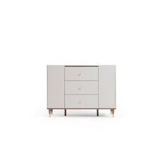 Buffet 2 portes 3 tiroirs 120 cm Noisette + Gris clair