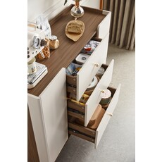 Buffet 2 portes 3 tiroirs 120 cm Noisette + Gris clair