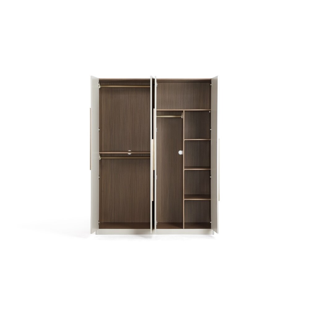 Penderie 4 portes 160x61x210 cm Noisette + gris clair