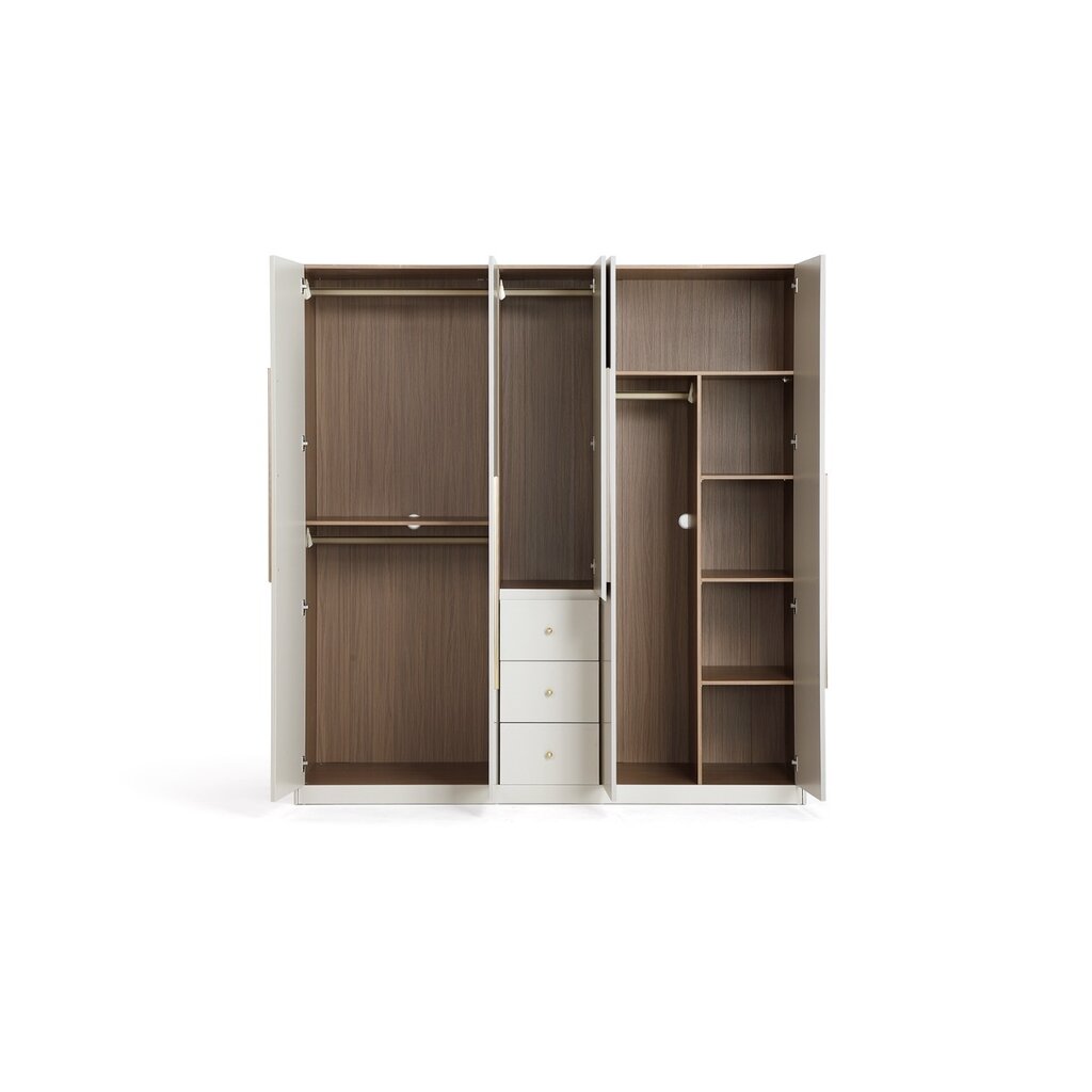 Penderie 5 portes 3 tiroirs 200x62x210 cm Noisette + gris clair