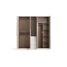 Penderie 5 portes 3 tiroirs 200x62x210 cm Noisette + gris clair