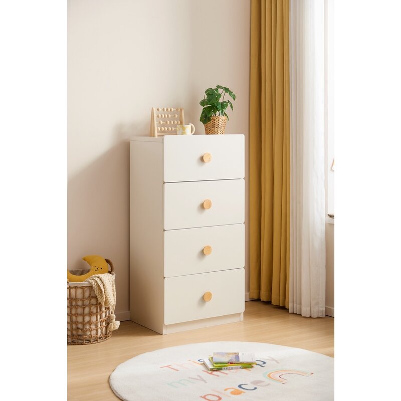 Commode 4 tiroirs 58x43x115 cm Blanc