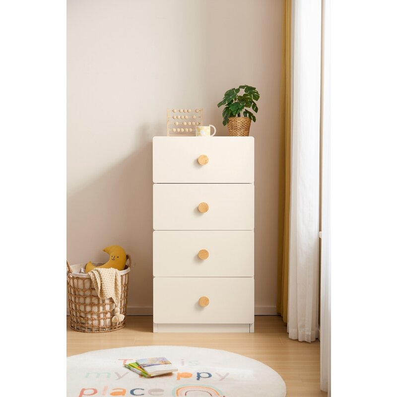 Commode 4 tiroirs 58x43x115 cm Blanc