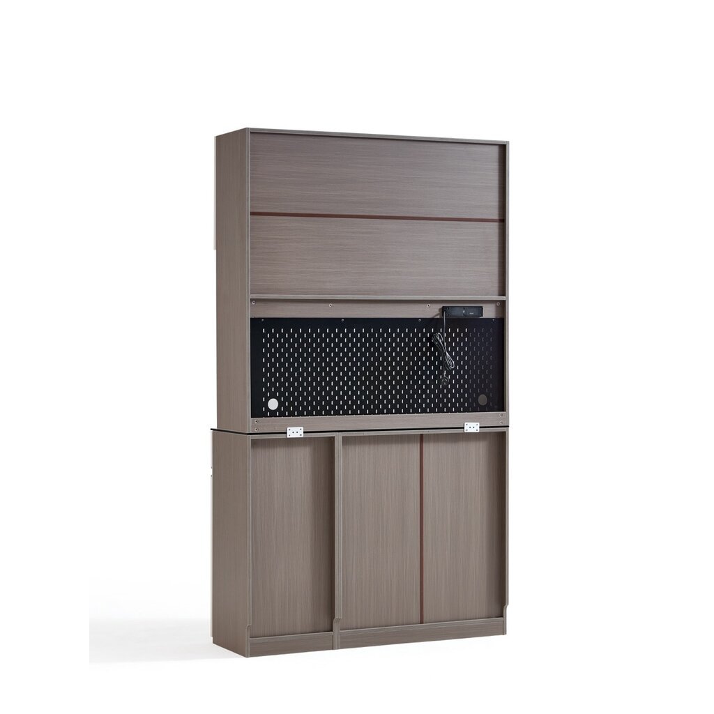 Meuble de cuisine 6 portes  et 2 tiroirs 120x40x210 cm Marron gris