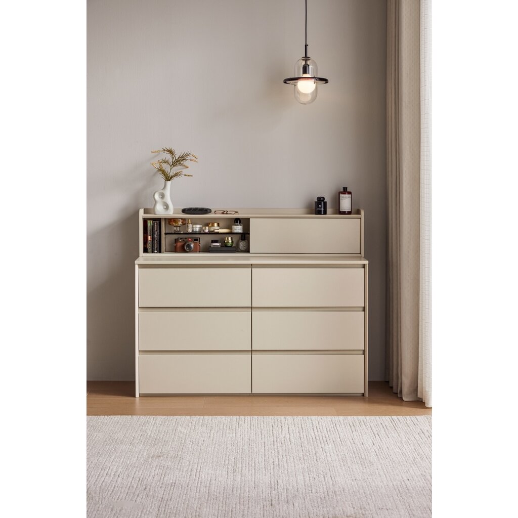 Commode 3 tiroirs (TV1E-A) + commode 6 tiroirs  (TV2E-A) Gris clair