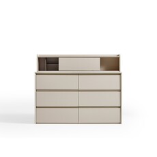 Commode 6 tiroirs avec niche Gris clair