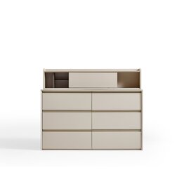 Commode 6 tiroirs avec niche Gris clair