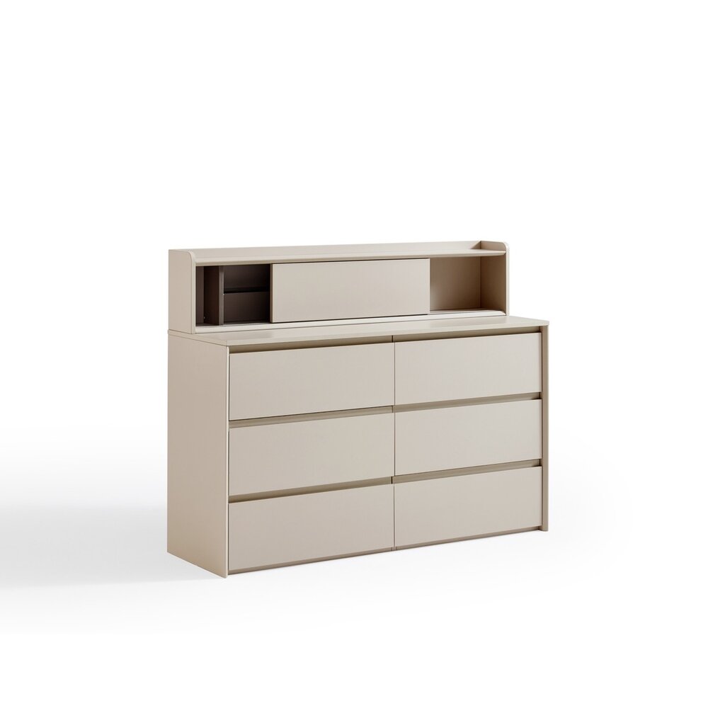 Commode 6 tiroirs avec niche Gris clair