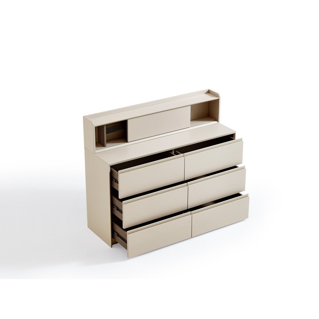 Commode 6 tiroirs avec niche Gris clair
