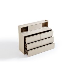 Commode 6 tiroirs avec niche Gris clair