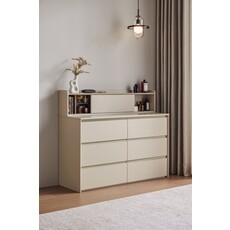 Commode 6 tiroirs avec niche Gris clair