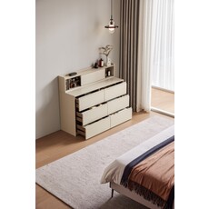 Commode 6 tiroirs avec niche Gris clair