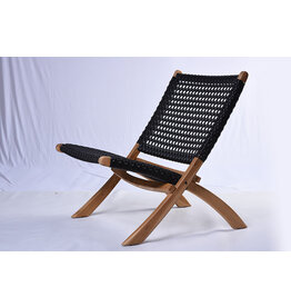 Canggu - Lounge Chair en teck et rotin synthétique noir 65x65x74 cm