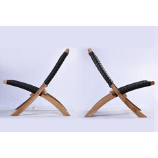 Canggu - Lounge Chair en teck et rotin synthétique noir 65x65x74 cm