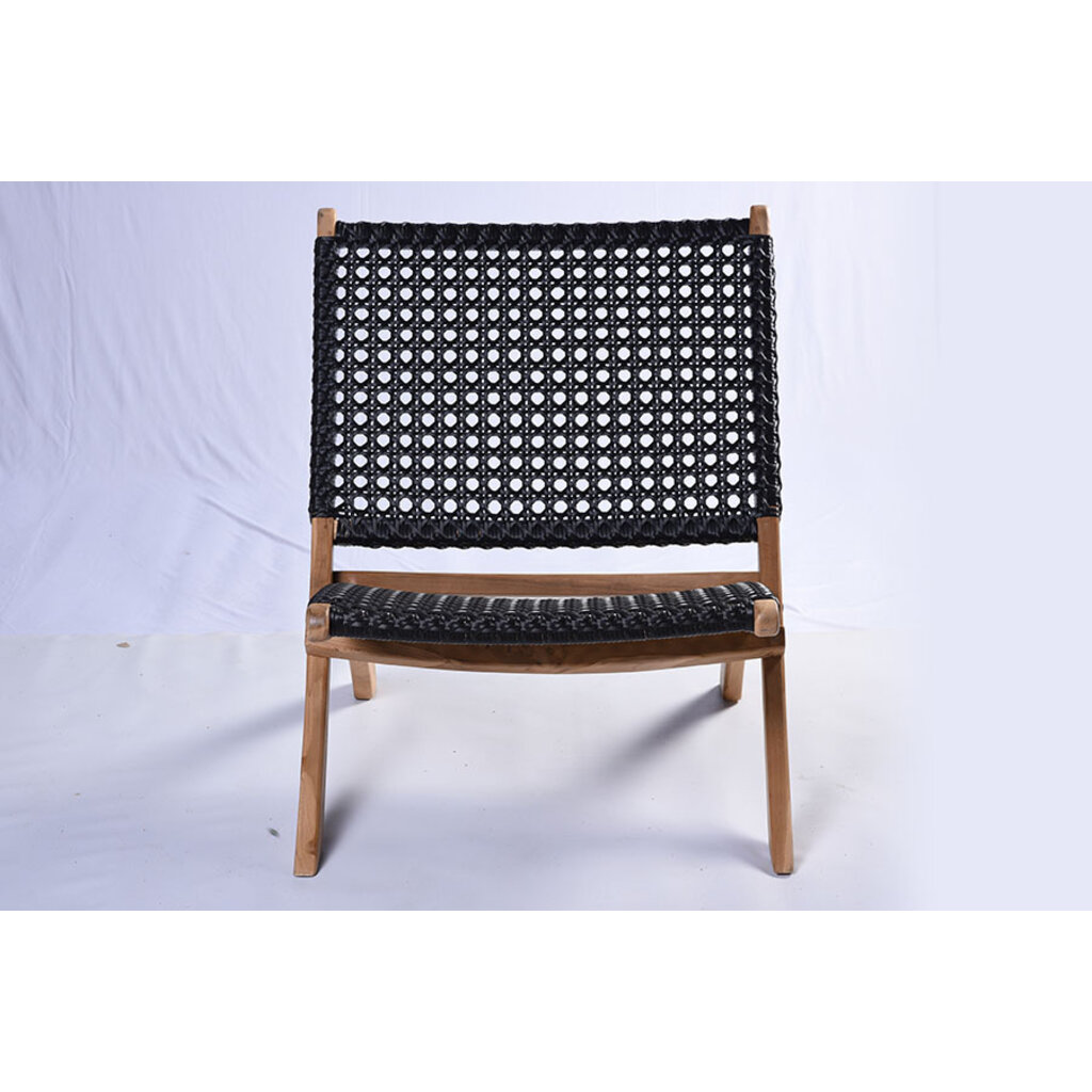 Canggu - Lounge Chair en teck et rotin synthétique noir 65x65x74 cm