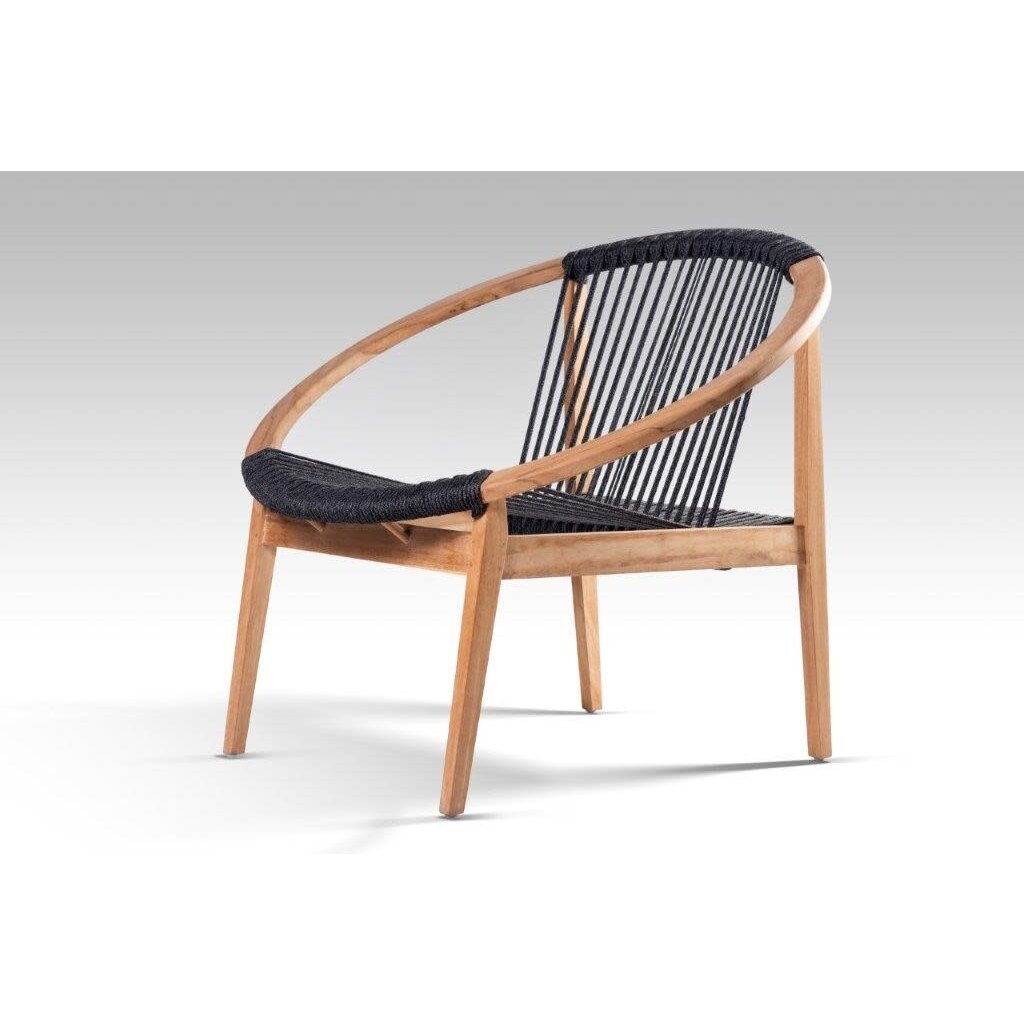 KUTA - Chaise en teck et cordes noir 91x81x80 cm