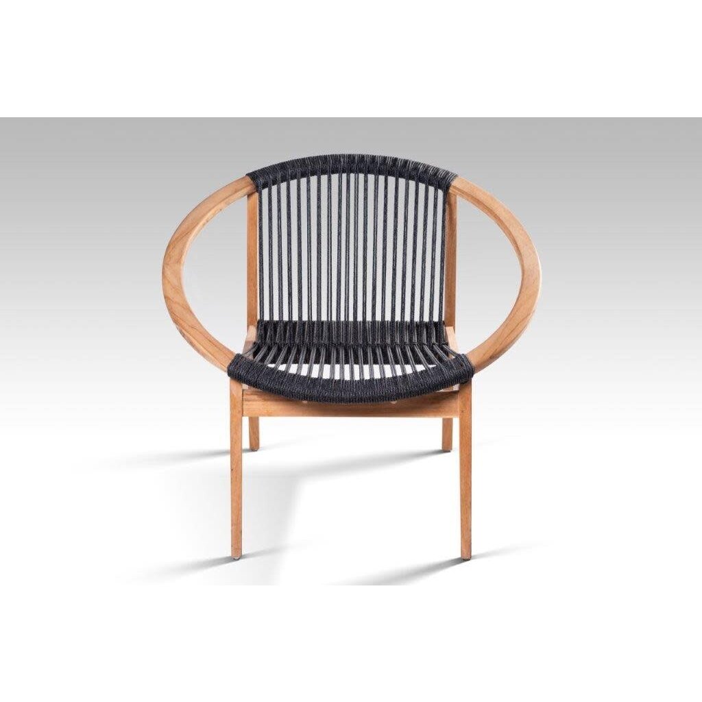 KUTA - Chaise en teck et cordes noir 91x81x80 cm