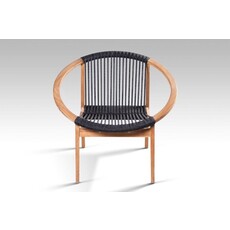 KUTA - Chaise en teck et cordes noir 91x81x80 cm