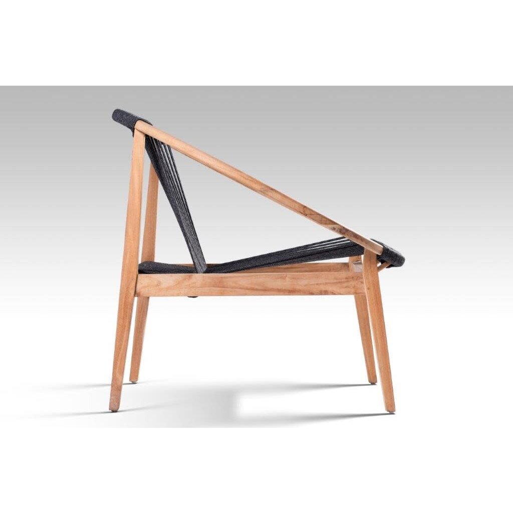 KUTA - Chaise en teck et cordes noir 91x81x80 cm