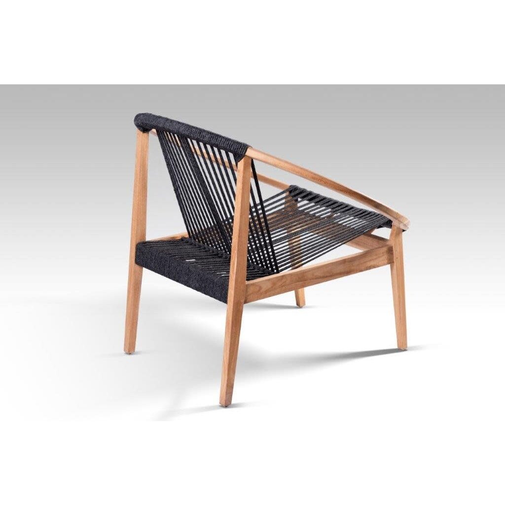 KUTA - Chaise en teck et cordes noir 91x81x80 cm