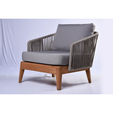 SUWALESI  - Fauteuil en teck et cordes avec coussin 91x81x69 cm