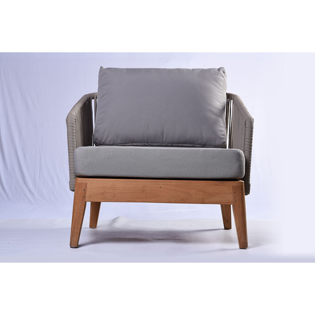 SUWALESI  - Fauteuil en teck et cordes avec coussin 91x81x69 cm