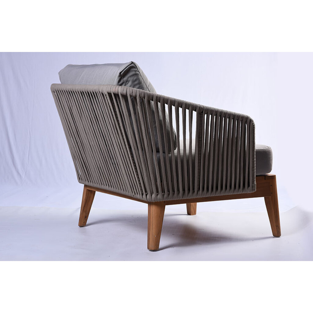 SUWALESI  - Fauteuil en teck et cordes avec coussin 91x81x69 cm